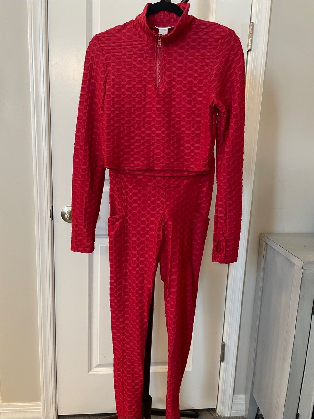 Red Comfortable Textured 2 piece pants set